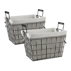 Design Imports Set of 2 Farmhouse Black Wire Basket Design Imports Set of 2 Farmhouse Black Wire Basket