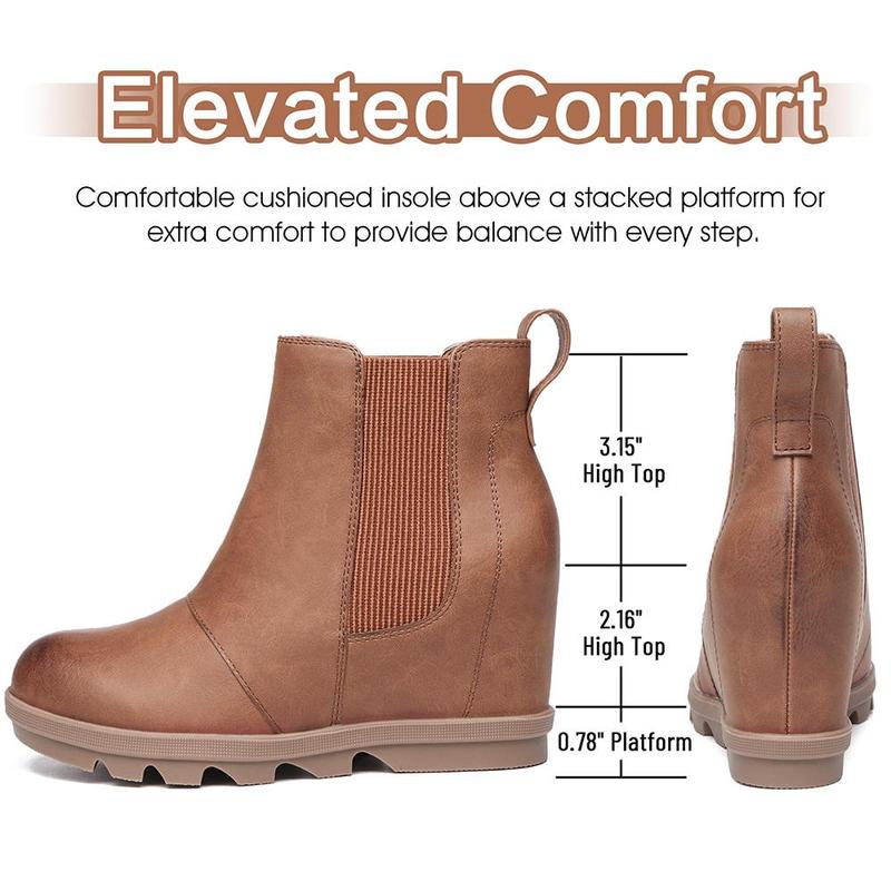 Athlefit Women's Wedge Boots Comfortable Ankle Wedge Booties boots  women winter boots Girl Footwear Casual Shoes Walking Shoes