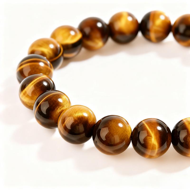 Tiger Eye Bracelet For Men Women 8MM/10MM/12MM Natural Stone Stretch Adjustable Black Crystal Beaded Bracelet for Meditation, Yoga, Spiritual Healing & Positive Energy Gifts