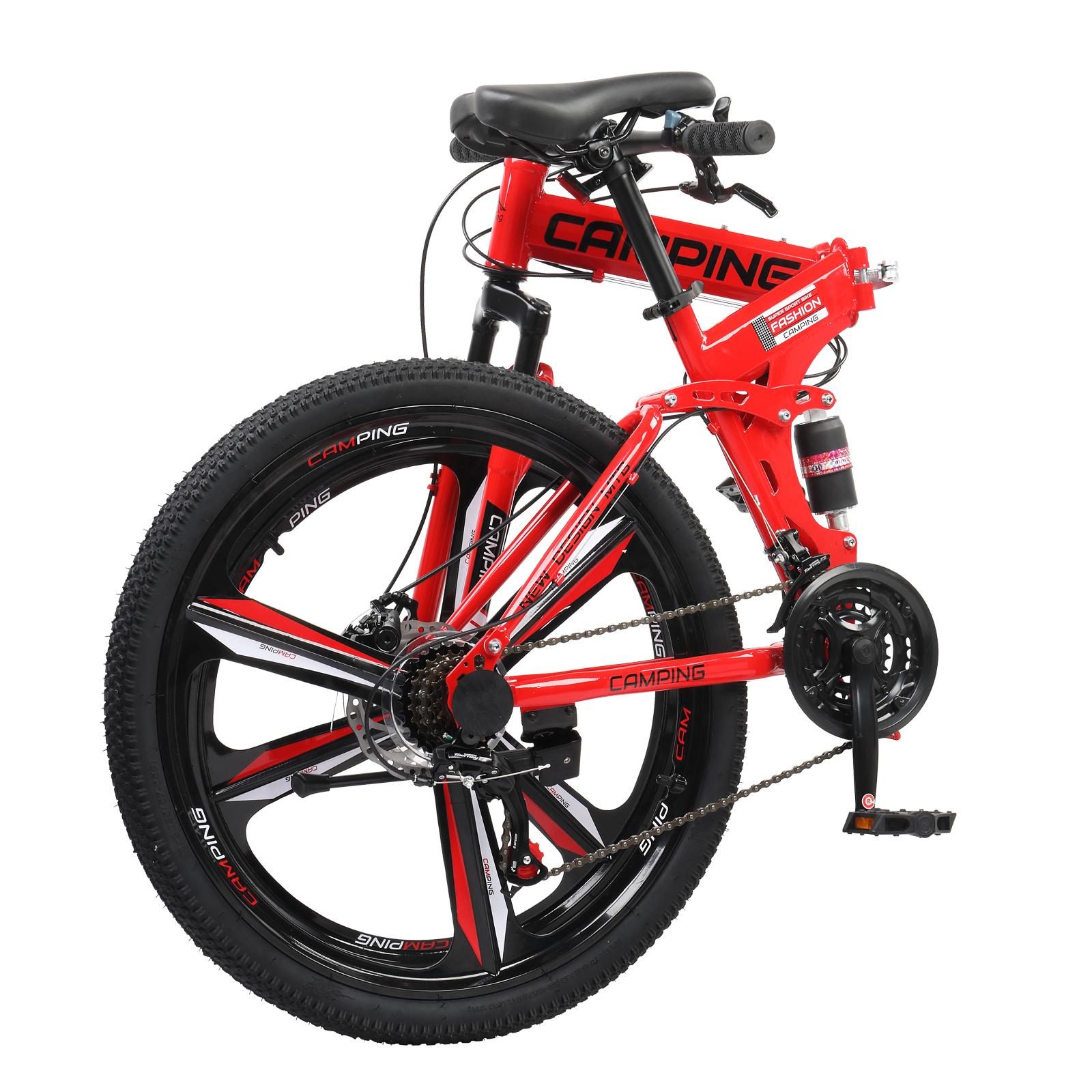 CampingSurvivals 26" 150kg 21-speed Shimano high-carbon steel tri-blade foldable mountain bike
