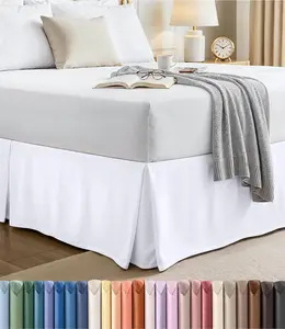 Queen Bed Skirt - Soft Quadruple Pleated Ruffle - Easy Fit with 16 Inch Tailored Drop - Hotel Quality, Shrinkage and Fade Resistant (Queen, White)