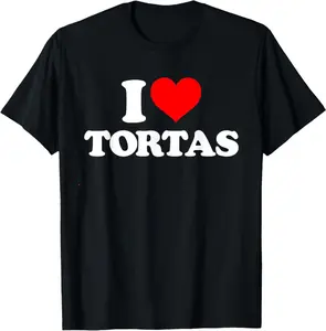 I Love Tortas - I Heart Tortas T-Shirt  Black cotton T-shirt