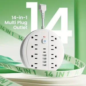 Multi-Outlet Power Strip With Surge Protection And Switch - 8 AC Outlets With 4 USB-A Ports And 2 USB-C Ports, 5 FT/10 FT Extension Cord - For Office, Study, Home, And School Use - Power Socket With Overload Protection