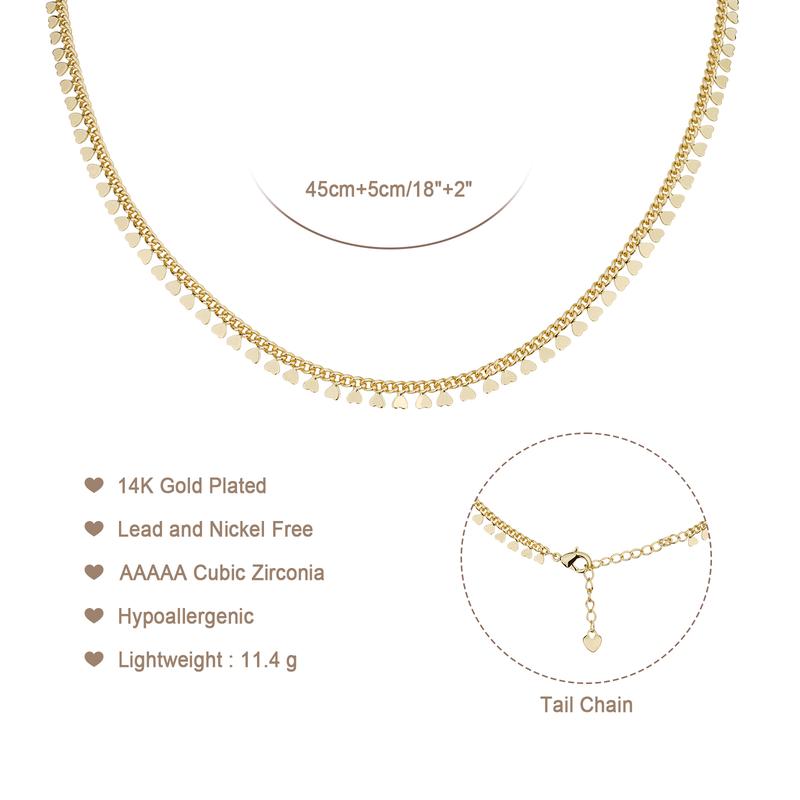 MEIITRUE 14K Gold Plated Heart Charm Necklace for Women, Hypoallergenic Fade-Resistant Dainty Chain Necklace, Trendy Jewelry Gift for Girls