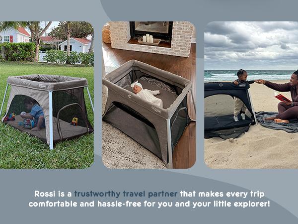 HARPPA Rossi | Foldable Travel Crib & Playard, Portable Playpen with Mattress, Bassinet for Baby & Toddlers, No Assembly Pack & Play Play Yard, Baby Items