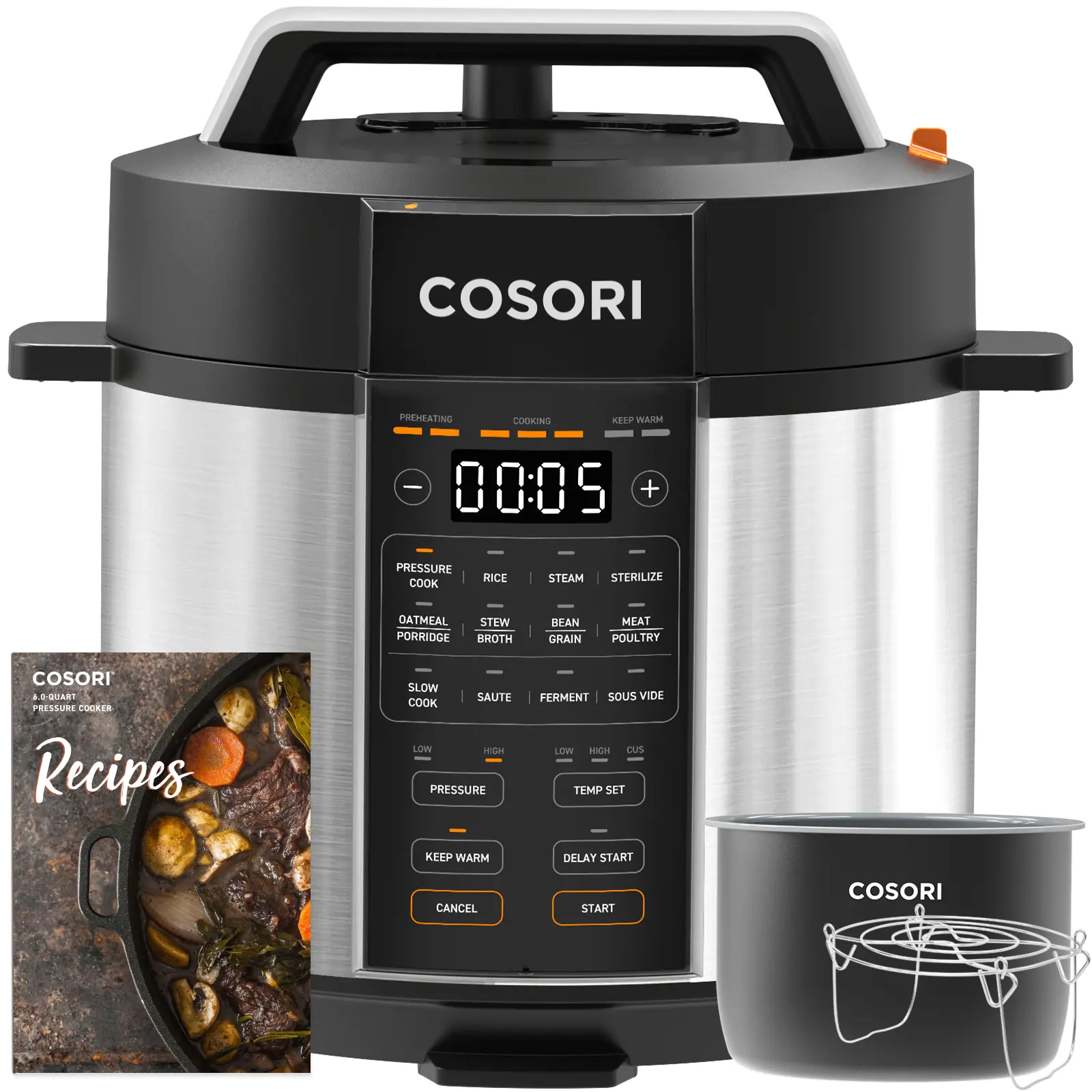 [Live] COSORI Electric Instant Pot Pressure Cooker 6-Qt, 9-in-1 Multi-Cooker: Rice, Sauté, Sous Vide,Sterilizer,1100W,Stainless Steel,Aluminium Inner Pot,Cookbook,tiktokshopbacktoschool,home essentials
