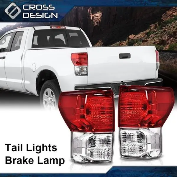 CROSSDESIGN Tail Lights & Brake Lamps for 2007-2013 Toyota Tundra Truck, Left & Right (RH/LH) Rear Lights Set