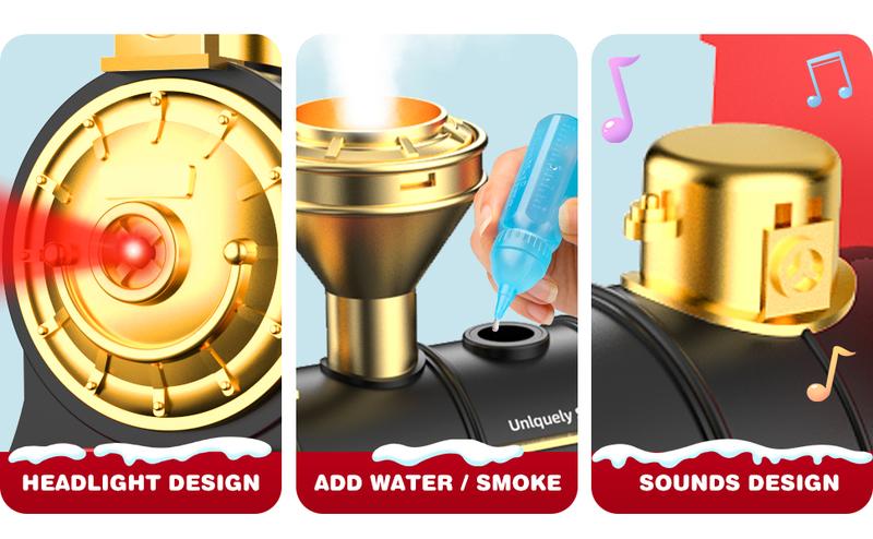 Christmas Electric Steam Locomotive Set, Remote Control Train Set, Train Model Toys for Boys with Smokes, Lights and Sound for Boys Girls Christmas Toys Gifts