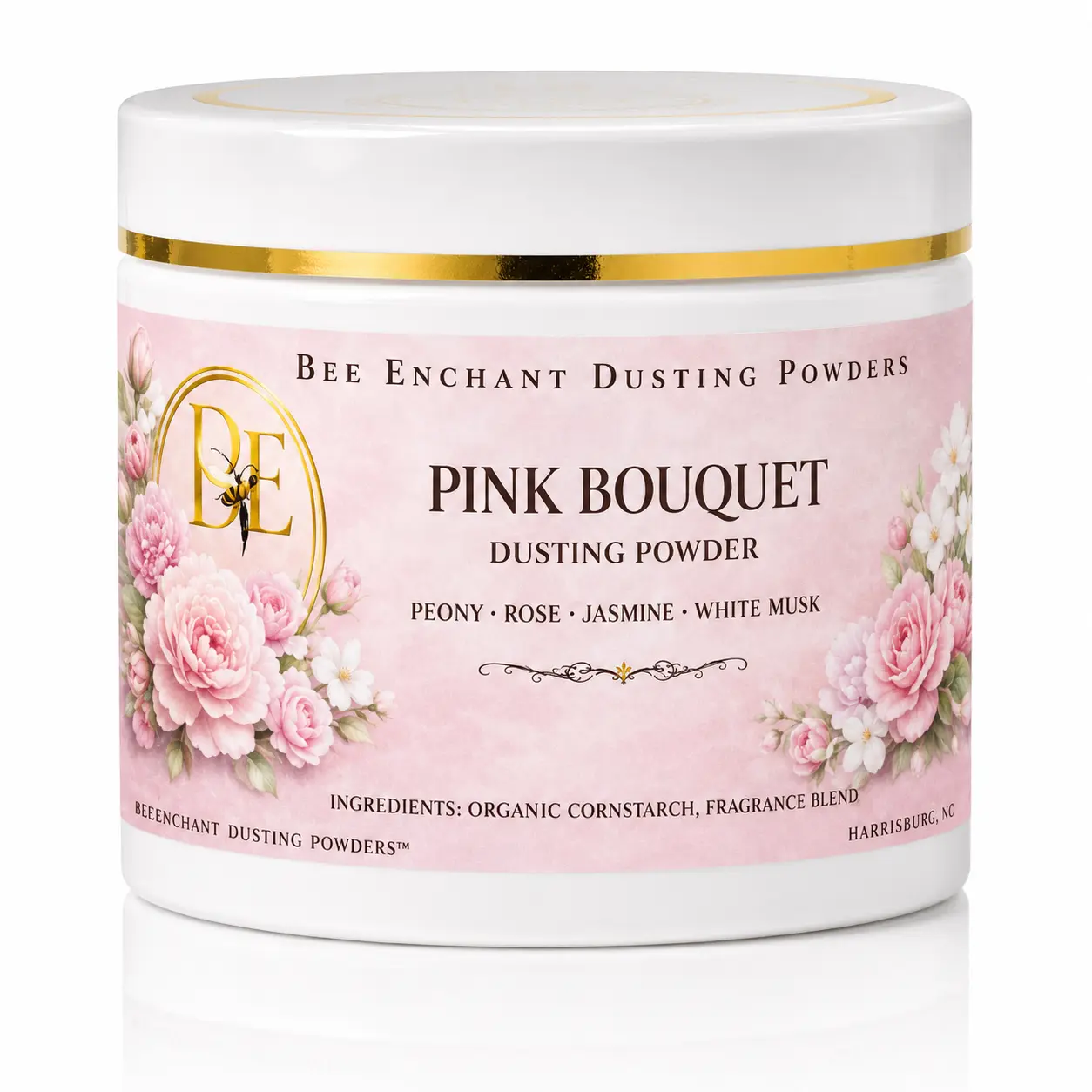 Bee Enchant’s Pink Bouquet Custom Body Dusting Perfume Powder- Scented - Finely Milled powder Talc-Free Fragrance Vanilla Daily- Natural Shower Powder Cosmetic-body powder- perfume powder