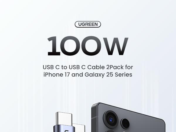 UGREEN 100W USB C Cable - Smartphone Charger for iPhone 17/17 Plus/17 Pro/17 Pro Max/16/15 Plus/15 Pro/15 Pro Max, MacBook Pro, iPad Pro, Dell XPS, Samsung Galaxy S23/S22 Ultra, Switch, Pixel, Deals for You,TikTokShopHolidayHaul