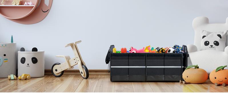 AstroAI Collapsible Car Trunk Organizer Storage Box with Big Cooler Bag, Foldable Cover, Nylon Holder, PU Bottom and PE Plate, For Picnic