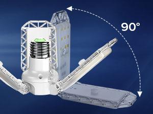 SANSI Garage Ceiling Light 30W LED Deformable 3300LM 5000K Daylight White with 3 Adjustable Panels, ETL Certified, Screw in E26 Bulb Socket