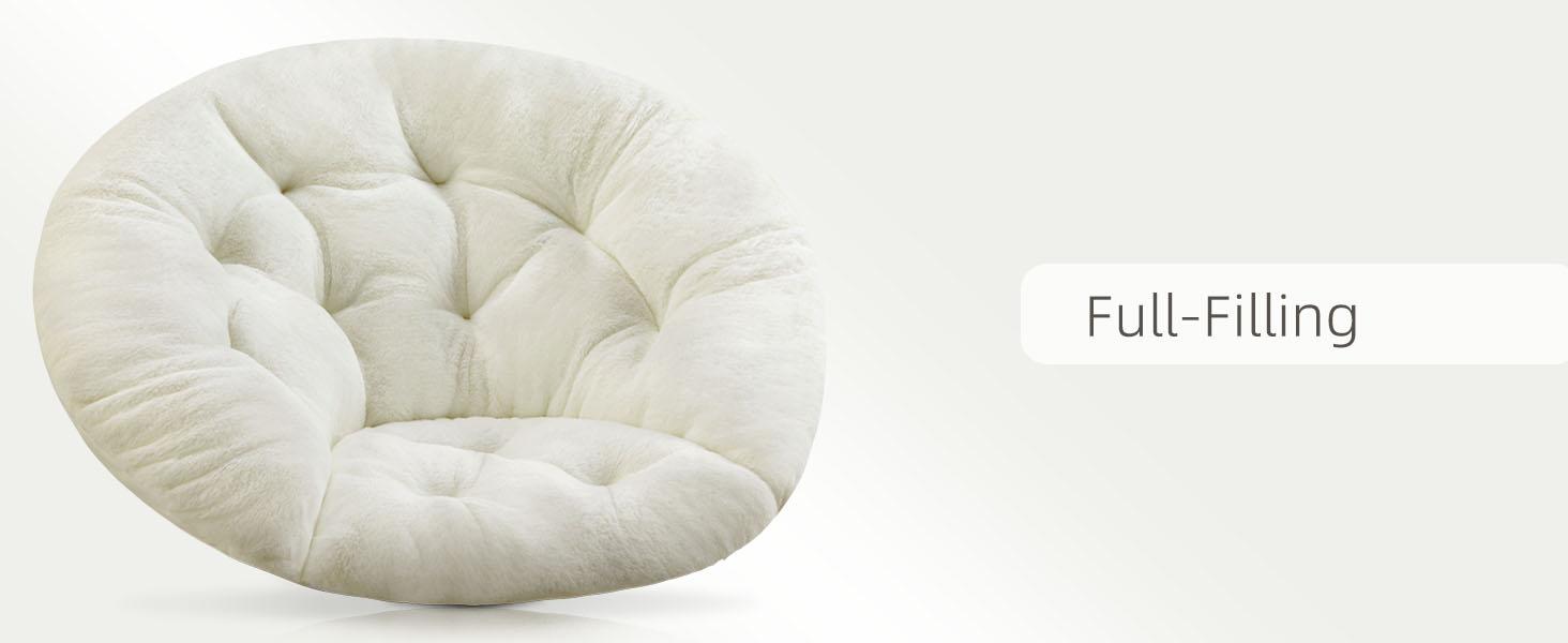 X-Large Faux Fur Saucer Chair Comfy Lounge Chair for Bedroom Living Room, Folding Seat for Teens Adults,Soft Padded and Metal Frame