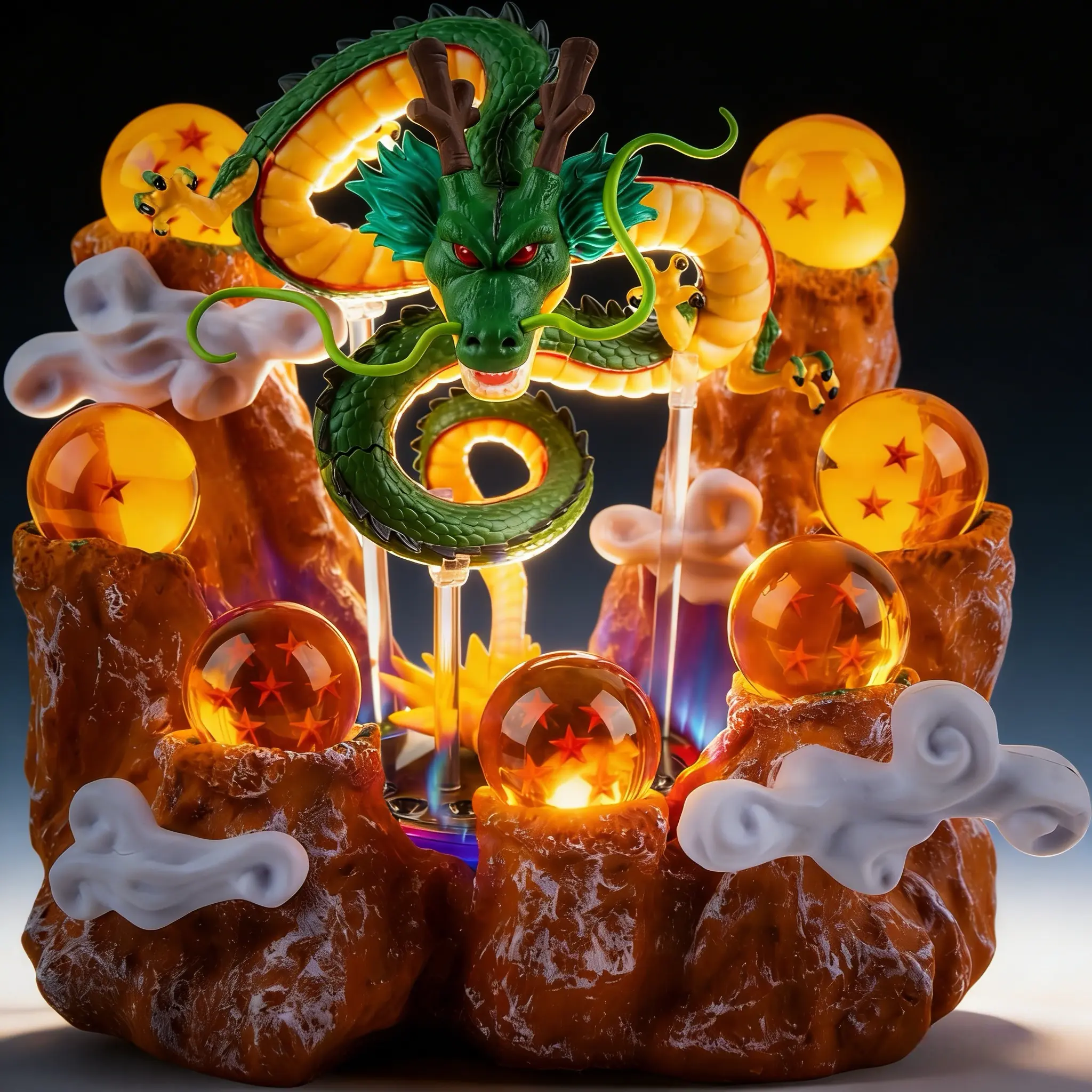 DLDA DBZ Valentine Collectible Gift for Boyfriend | 7 Ball Summoning Dragon Statue Set 4.3cm Crystal Balls Resin Sculpture Acrylic Base Gift Box Anime Decor & Gifts