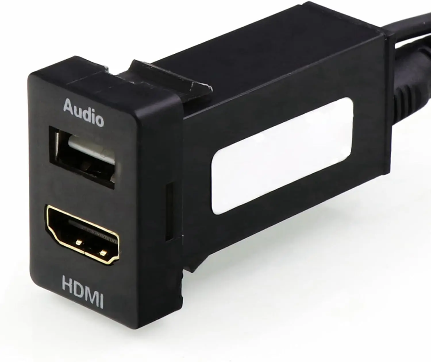 Fireproof Dual-Port HDMI Socket Mount Cable with USB Type-A Input Relay, 1.5m 1.6*0.87in ABS Plastic Compact Form Car Audio Accessory for Toyota Type A Alphard 2010-2015 Coaster 2013, Supports Mobile Phone Audio/Video (Depends on Car Stereo)