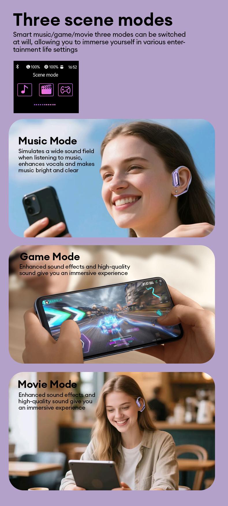 MGALL C18 Open-Ear Wireless Headphones with 2025 Bluetooth 6.0 for Faster, More Stable Connection & Lower Power Use, LED Full-Color Touch Smart Screen, ENC Noise Cancellation, Remote Photography, Anti-Loss Function, Audio Earbuds for Music & Calls