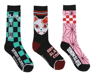Demon Slayer Crew Socks, Demon Slayer Manga Tanjiro And Nezuko Socks, Anime Performance Cushioned Athletic Crew Socks For Men Women 3 Pairs