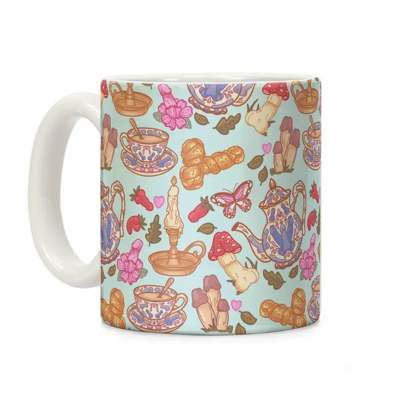 Cottage Core Peens Pattern Coffee Mug, Aesthetic Funny Ceramic Drinkware, 11oz 15oz, Cottage Core Coffee Cup, Quirky Gift for Him, Her, Boyfriend, Girlfriend, Friends Tea Mug, Gift for Women for Men