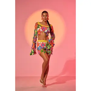 FLORAL FIELDS CROCHET MINI SKIRT