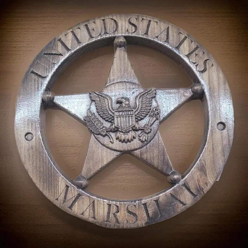 Custom US Marshal Personalized  Badge V Carved Wooden Sign.
