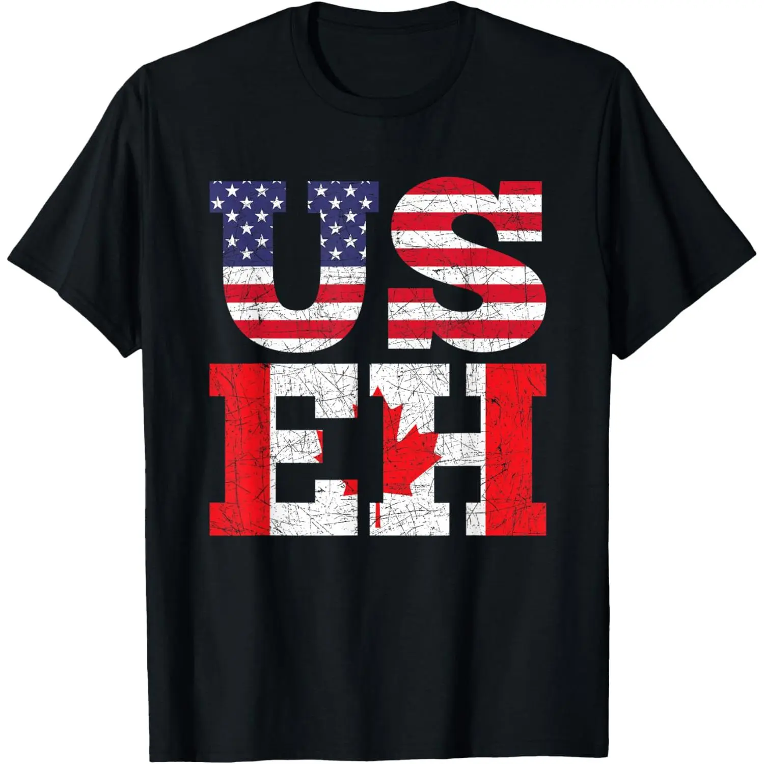 USA Flag Canadian Flag Canada Lovers Canada T-Shirt Pure Cotton Graphic Tees Menswear Top: Gifts for Men & Women