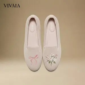 VIVAIA Women's Round-Toe Embroidered Loafers,Wide Toe Box With Herbal Arch Support Insole Classic Loafer,Machine Washable,Blister-Free Heel Padding Elegant Work,Casual Walking, All-Day Comfort (Audrey)