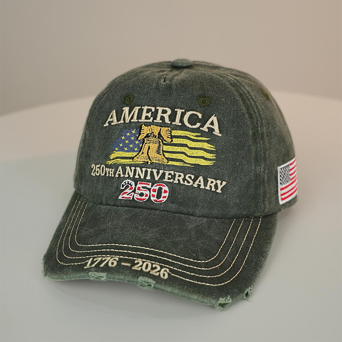 US 250th Anniversary Embroidered Baseball Cap, UPF 50+ Sun Protection Commemorative Hat
