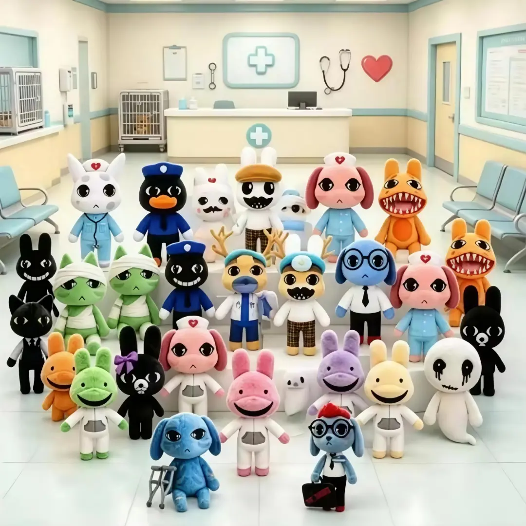 Roblox Animal Hospital  Plush - Creepy Cute Horror Game Characters (Barney, Ratthew, Liz Nurse Dog, Duck, Deer Doctor) - Soft Squishy Doll Ornament for Girls' Gifts