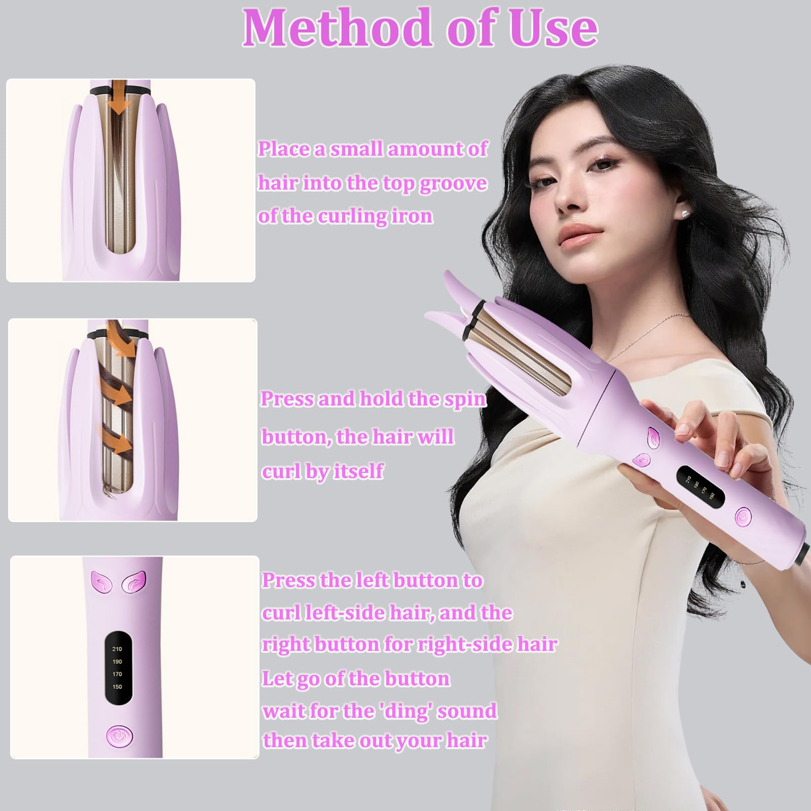 Automatic Curling Iron Hair Curler - Negative-Ion Ceramic Coating, Anti-Jam Chip, Push Button Travel Curler, Swivel Cord, Auto-Rotating LED Barrel, Dual-Temperature With Timer, Auto Shutoff, Multifunctional Hair Styling Tools, Gifts for Women
