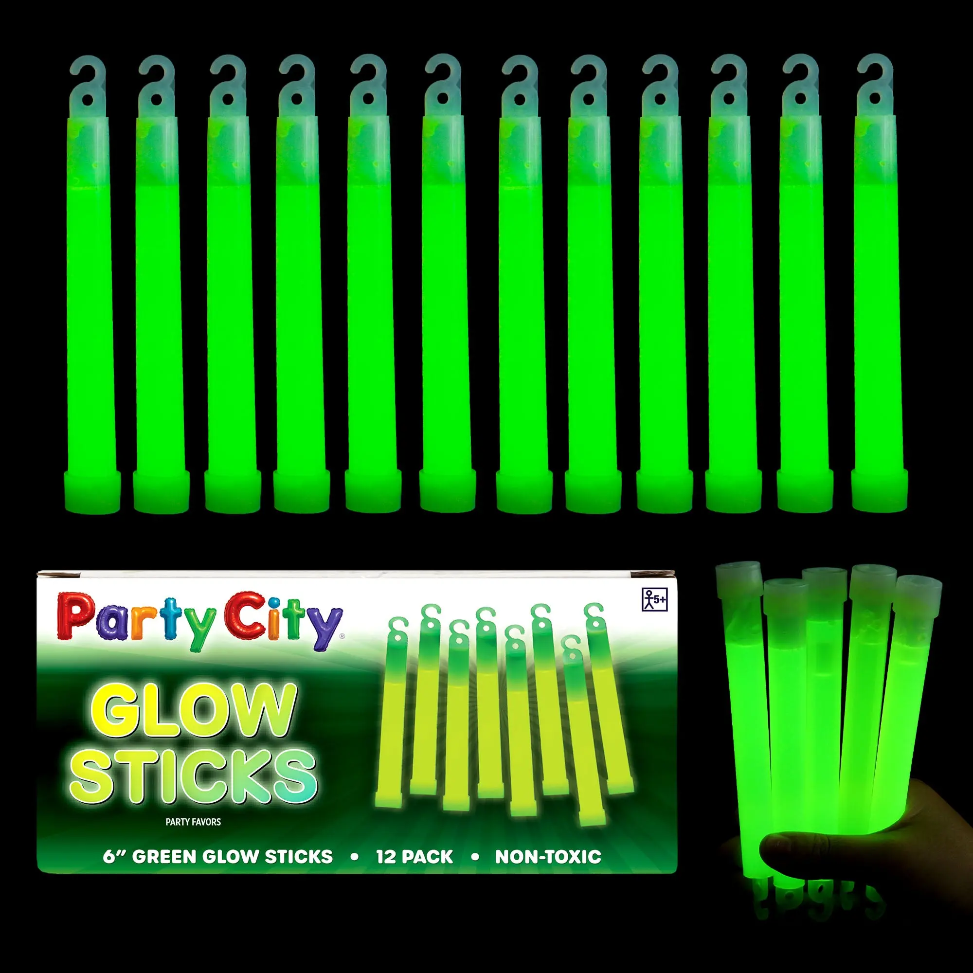 Party City 6" Glow Sticks Bulk Pack Green - 12pk