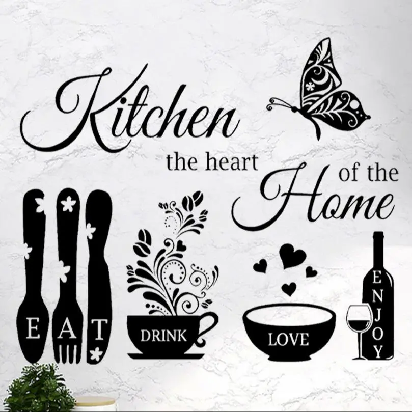 Kitchen Wall Sticker, Decorative Wall Sticker, Kitchen Themed Wall Decal, Self Adhesive Wall Decor, Wall Art Decor for Home Kitchen Dining Room, Ornaments, Decoration Items, Self Adhesive Stickers, Adhesive Decals