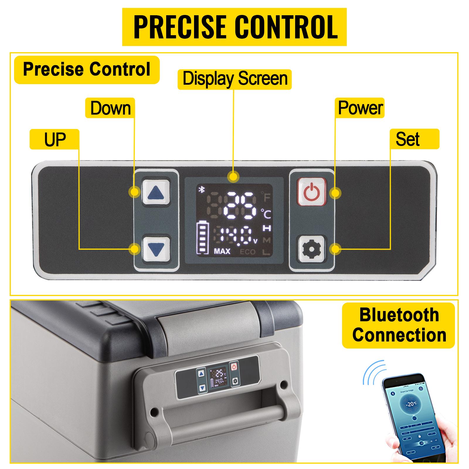 VEVOR 12 Volt Refrigerator Fast Cooling Portable Freezer with App Control(-4℉~68℉) Car Fridge with 12/24v DC & 110-240v AC for Travel, Camping and Home Use
