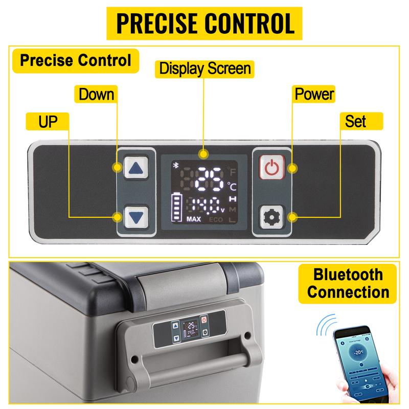 VEVOR 12 Volt Refrigerator Fast Cooling Portable Freezer with App Control(-4℉~68℉) Car Fridge with 12/24v DC & 110-240v AC for Travel, Camping and Home Use VEVOR 12 Volt Refrigerator Fast Cooling Portable Freezer with App Control(-4℉~68℉) Car Fridge with 12/24v DC & 110-240v AC for Travel, Camping and Home Use