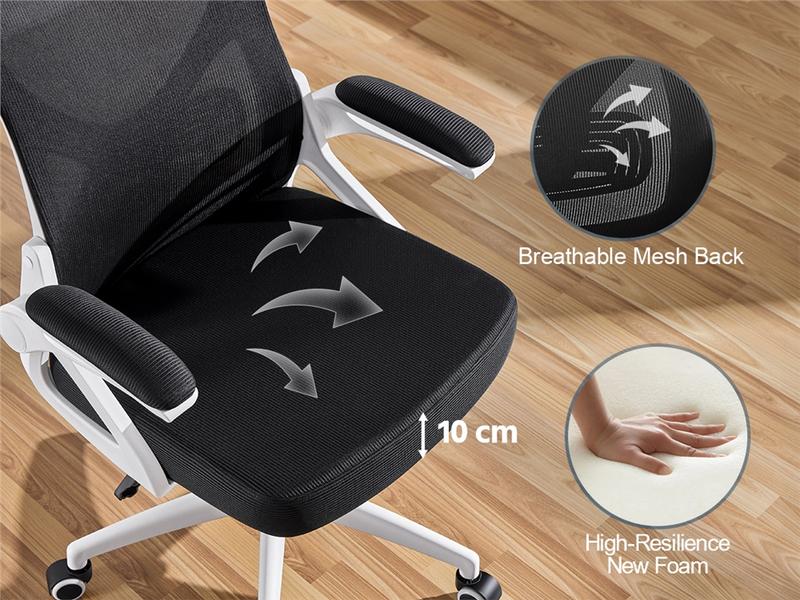 Costoffs Ergonomic Office Chair Padded Seat Adjustable Height Adjustable Headrest  Rocking Function Space-Saving 300lbs Capacity Easy Assembly Home/Office Use