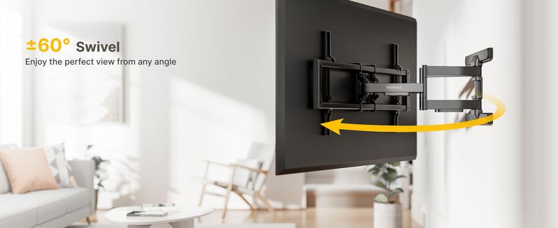 MonTEK Full Motion TV Wall Mount for 43–95 Inch TVs, Pre-Assembled TV Mount with Tool-Free Tilt, Swivel, Extension, Max VESA 800 x 400mm and 132 lbs, 16″/18″ Wood Studs