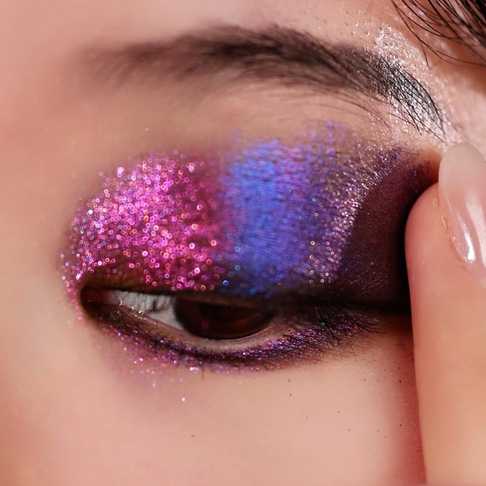 Diamond-patterned Chameleon Eyeshadow，Multichrome Face Highlighter Palette ,Multi-use, Long Lasting, High Pigment, Metallic Glitter Sparkling Eyeshadow Eyes Makeup Highlighter Radiance,Makeup Beginner Eyeshadow