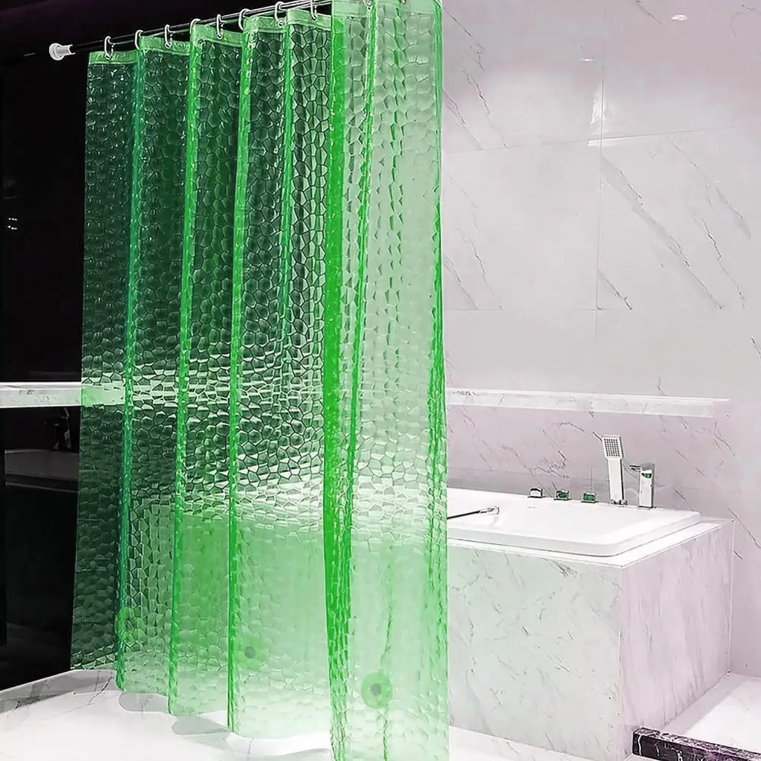 Water Cube Shower Curtain Liner, Peva Simple Bath Curtain Insert, Home Decor Door Curtain, 71x71 Inches, Non-See Through, 12 Hooks, 3 Magnets, Shower Curtains Liner