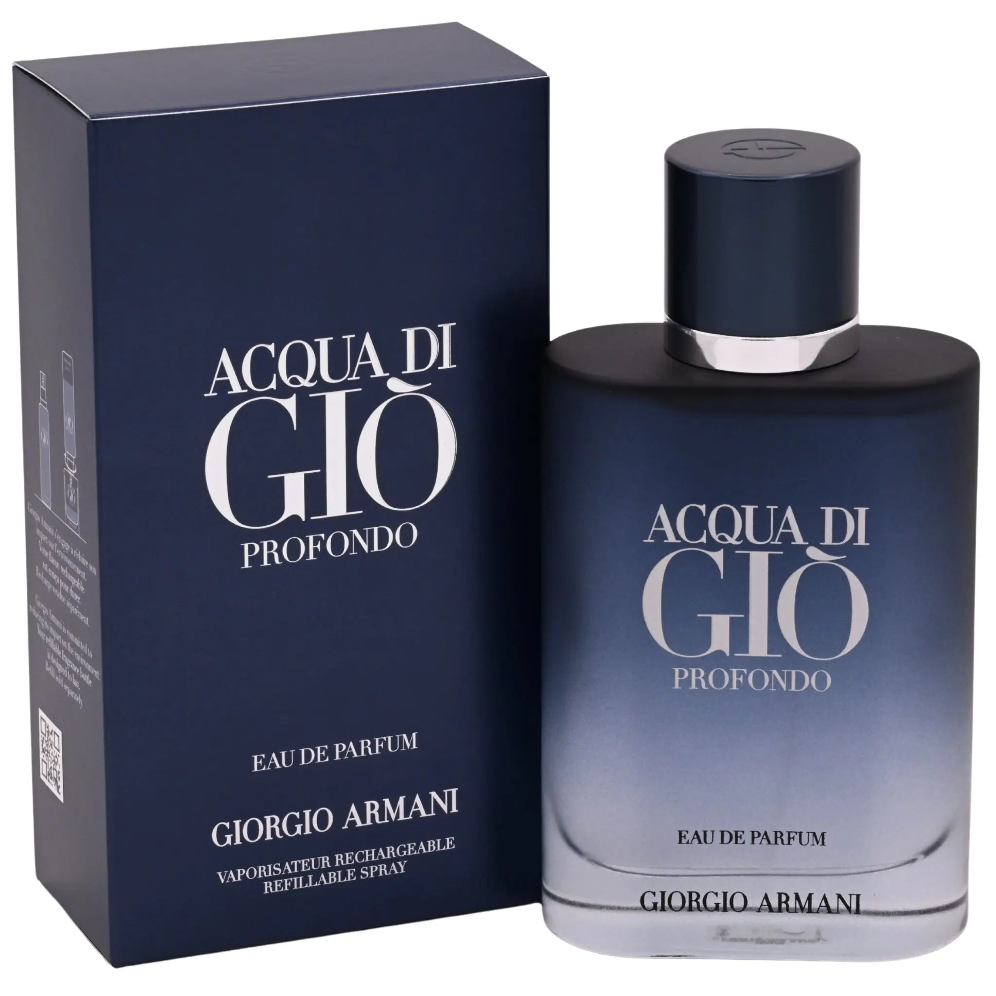 Giorgio Armani Acqua di Giò Profondo Eau de Parfum for Men, Aromatic Aquatic Cologne with Marine Notes, Rosemary, Amber & Patchouli Base, 3.4 fl oz Refillable Spray, Marine Freshness, Men's Colognes, Citrus, Edp, Full Sized Men's Fragrance