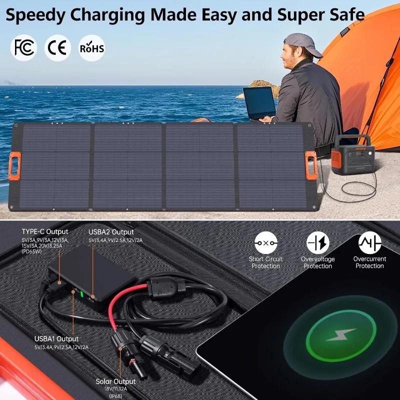 200W Foldable Portable Solar Panel | IP68 Waterproof 25% High Efficiency N-Type TOPCon | For Camping, RV, Outdoor & Off-Grid Life