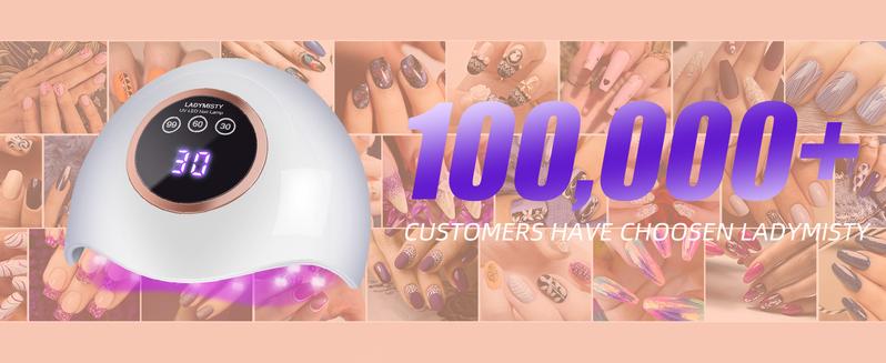 LadyMisty 72W UV LED Nail Lamp Light Dryer for Nails Gel Polish with 18 Beads 3 Timer Setting & LCD Touch Display Screen, Auto Sensor, Professional Nails, White/Pink