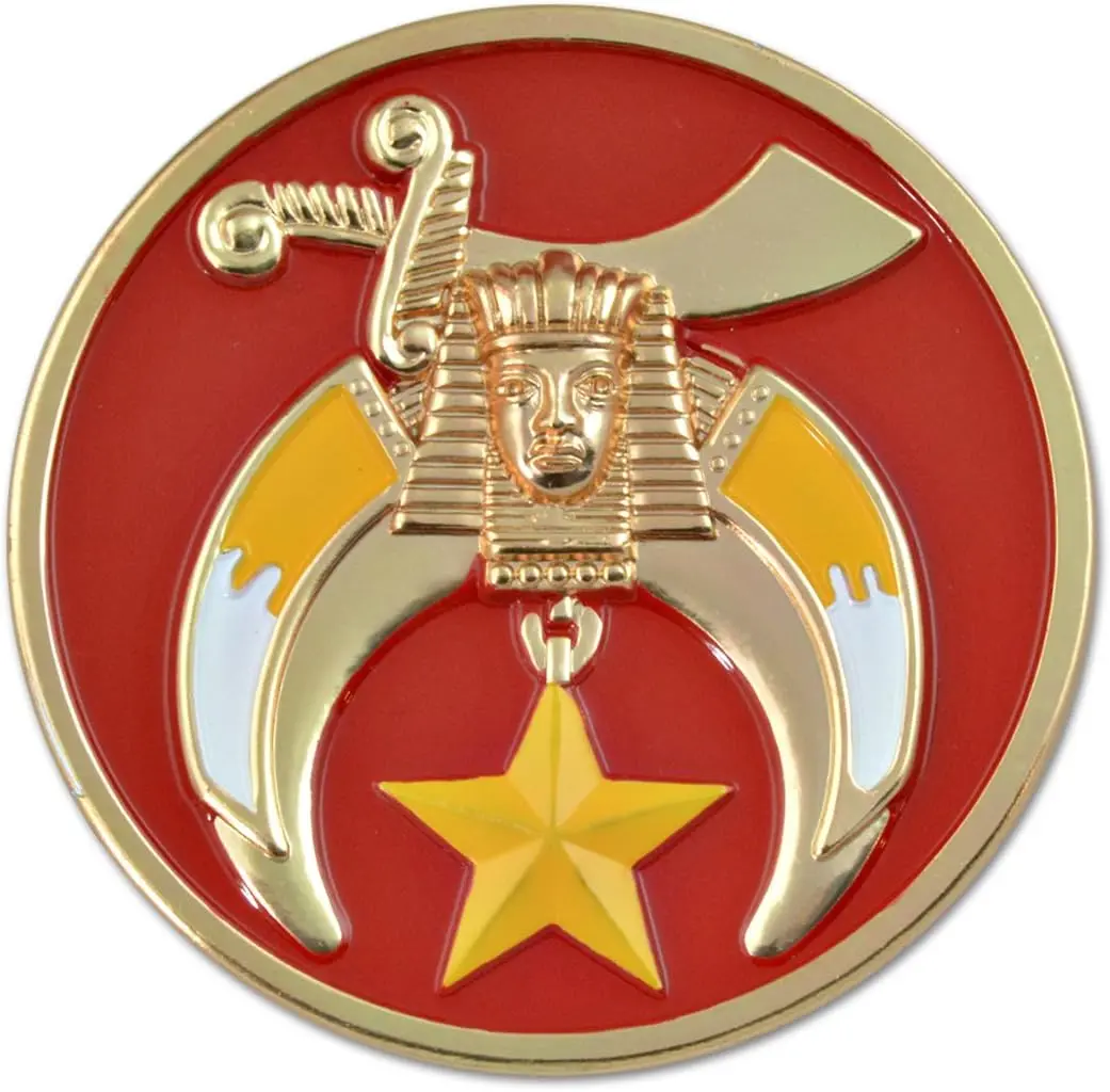 Shriner Masonic Auto Emblem for Masons, 3" Diameter Round Plastic Car Decorative Surface Decal with Self-Adhesive Pad for Metal and Glass
