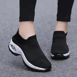 Sosenfer 2026 Women's Breathable Knit Chunky Sneakers, Casual Slip On Outdoor Shoes, Comfortable Low Top Air Cushion Shoes, Footwear Athletic Trainer 1839.1862 -0