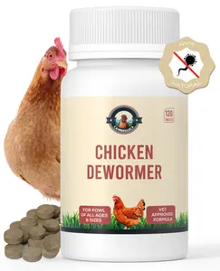 Chicken De-wormer: an All-Natural Health Formula, 120 Tablets, Safe for Eggs During Use, Complete Poultry Medicine Supplies, US-Made, Effective for Poultry and Ages.