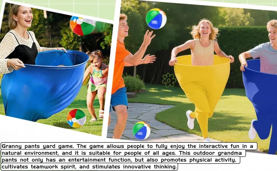 Family Party Games,4PC Oversize Granny Pants,Graduation Season Campus Games,Children's Indoor Games,Parent-child Game Set,Adult Outdoor, Giant Pants, with Bouncy Ball and Pump, Large Outdoor Day Family Fun Party Toss Game Excellent Gift for Children