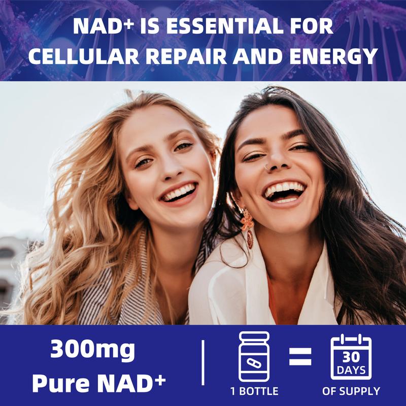HIILEATHY NAD+ Pro Max - Premium 300mg NAD+, CoQ10 & Resveratrol Formula with Black Pepper Extract & Fruit-Vegetable Blend for Energy, Brain Support & Anti-Aging Support