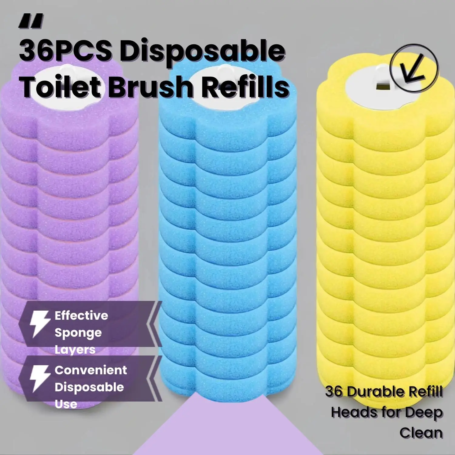 2026 New Disposable Toilet Brush Replacement Heads,Pack of 36—Refill Only,Fits Compatible Handle-Replacement Toilet Brush Heads,Lavender,Ocean,Lemon Scents,Assorted Mix bathroom sets full set,toilet bowl cleaners,home essentials,Bathroom Toilet and tools