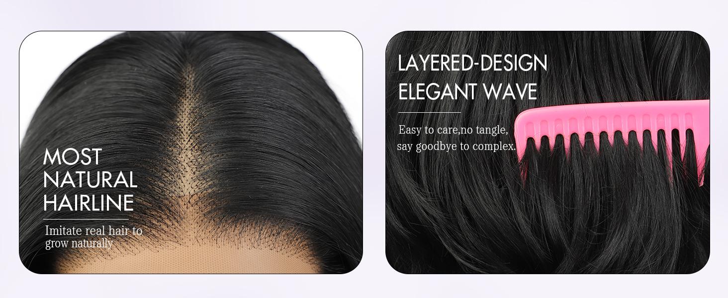 13*4 Lace Front Wig 26'' Ombre Blonde Layered Wave Synthetic Glueless Lace Wig Long Wavy Hair with Baby Hair Pre Pluck Ombre Wigs for Women Natural Daily Use