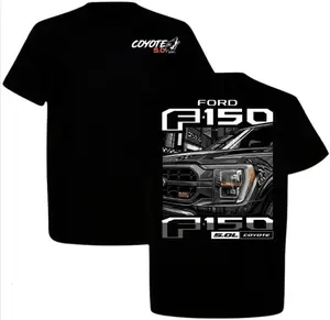 Ford F150 Coyote 5.0 engine graphic t-shirt for truck enthusiasts-men's black pickup truck tee-automotive fan apparel-premium short sleeve cotton shirt with iconic design