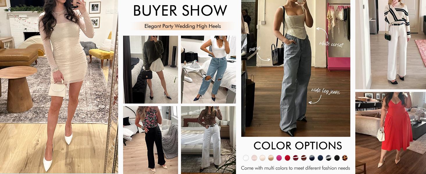 Coutgo Women's Slingback Kitten Heels Closed Pointed Toe Wedding Party Dress Pumps Shoes