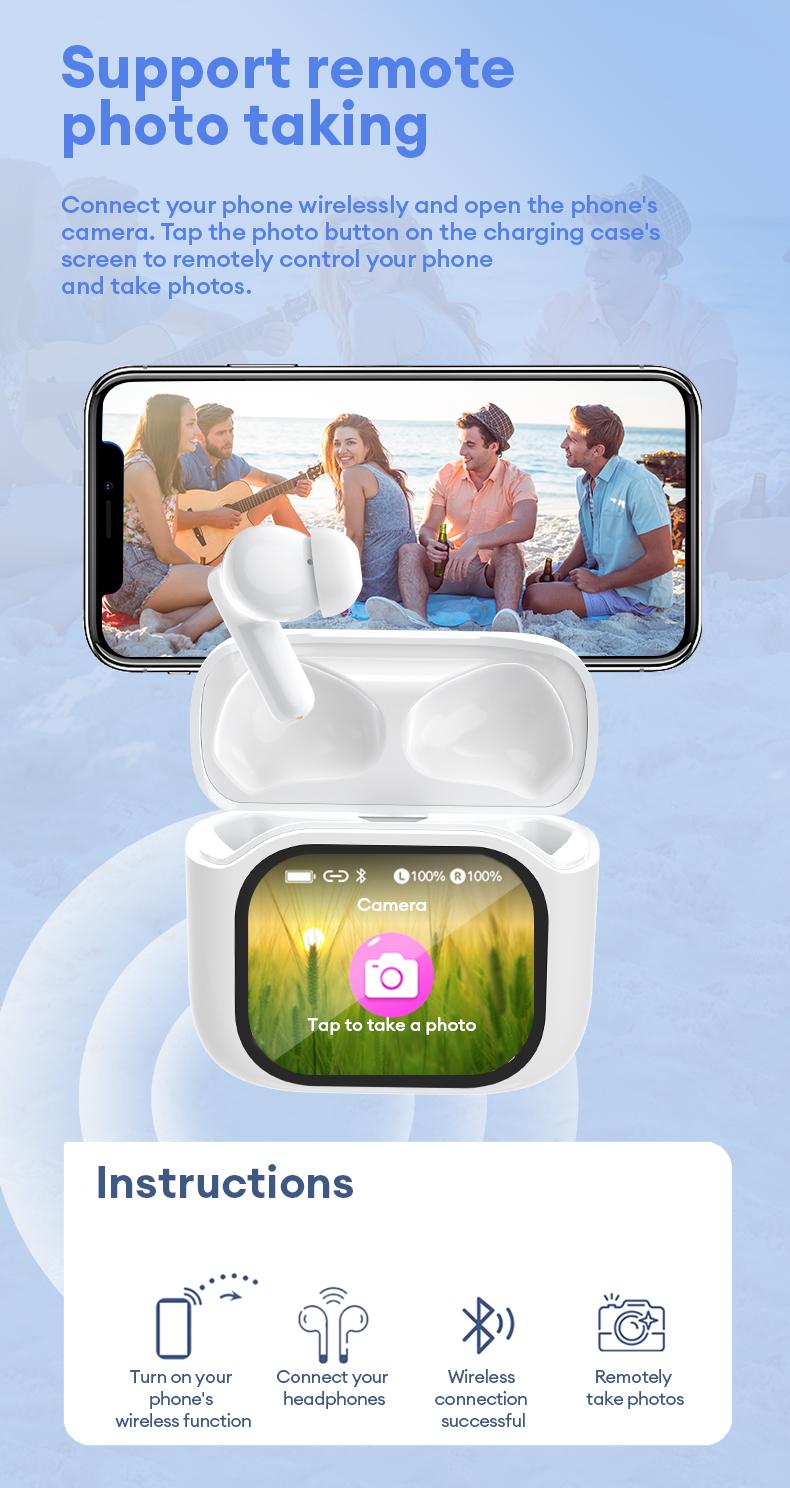 HYUNDAI Y48 Bluetooth 6.0 Earphones LED Display High Fidelity Waterproof Wireless Earbuds with Built-in Microphone for Office Sports Study Audio Calls Electronic Earbud Headset Black